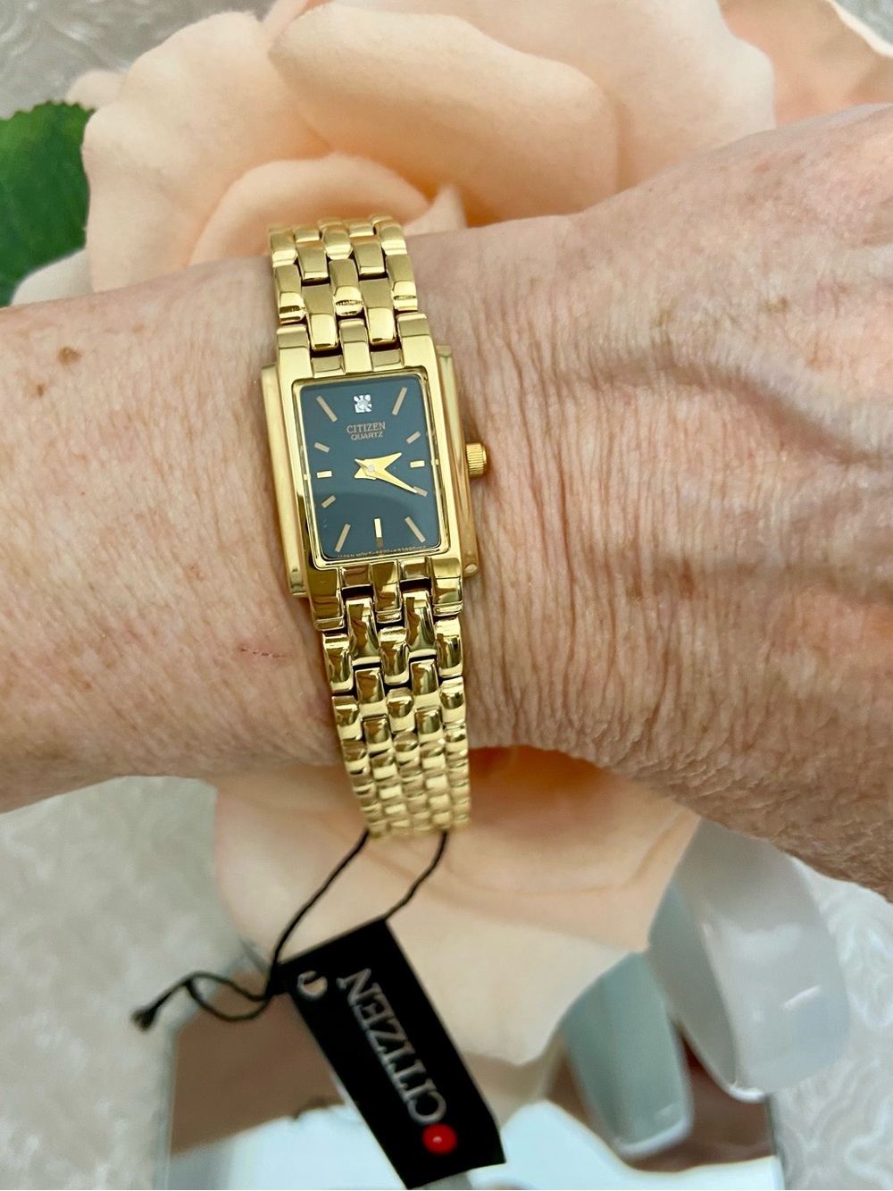 Vintage Citizen Diamond Accented Dial Tank Style Dress Watch with Box - Picture 8 of 16